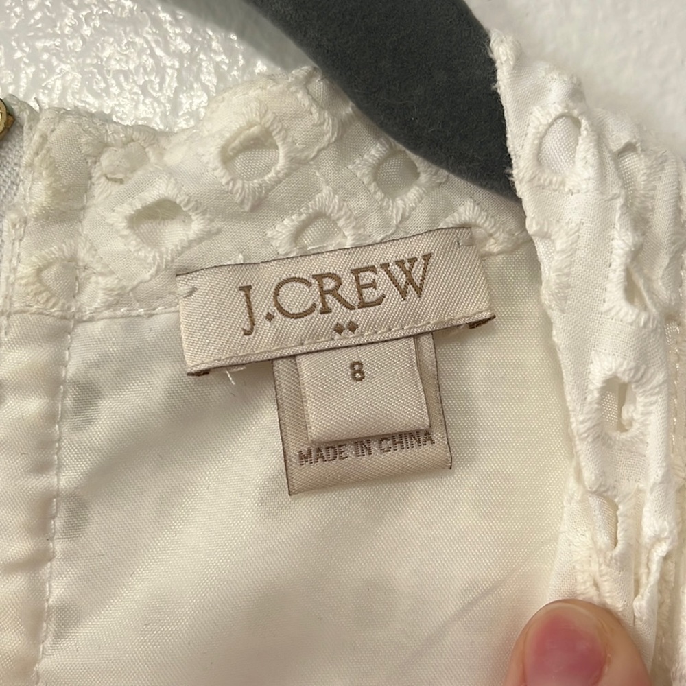 J. Crew Cream Eyelet Sleeveless Mock Neck Blouse - Picture 2 of 5